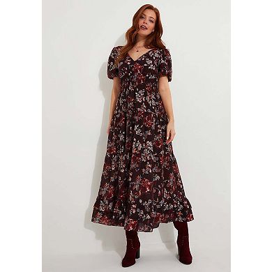 Joe Browns Women's Plus Size V-Neck Flounce Midi Dress