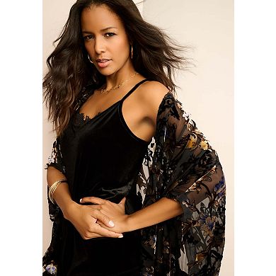 Roaman's Women's Plus Size Burnout Velvet wrap