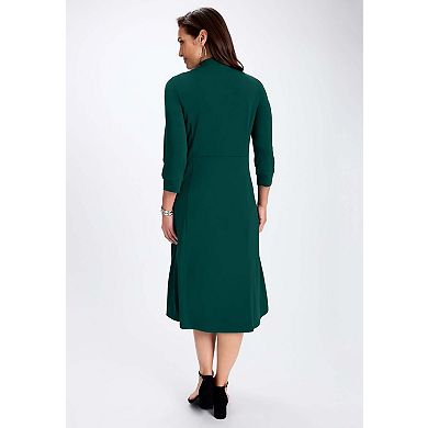 Jessica London Women's Plus Size V-Neck Midi Dress