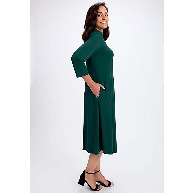 Jessica London Women's Plus Size V-Neck Midi Dress