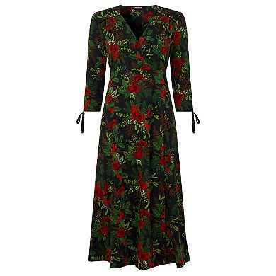 Joe Browns Women's Plus Size Stretch Knit Faux Wrap Midi Dress