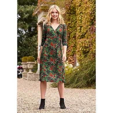 Joe Browns Women's Plus Size Stretch Knit Faux Wrap Midi Dress