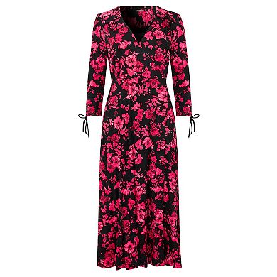 Joe Browns Women's Plus Size Stretch Knit Faux Wrap Midi Dress