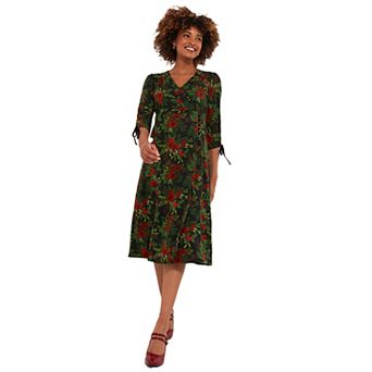 Joe Browns Women's Plus Size Stretch Knit Faux Wrap Midi Dress