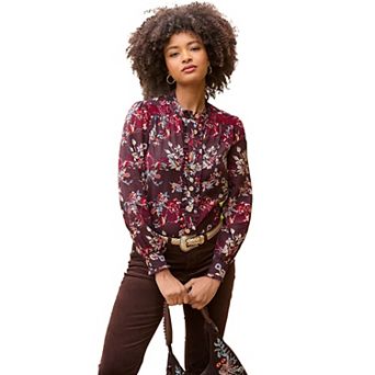 Joe Browns Women's Plus Size Sheer Button Front Blouse