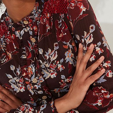 Joe Browns Women's Plus Size Sheer Button Front Blouse