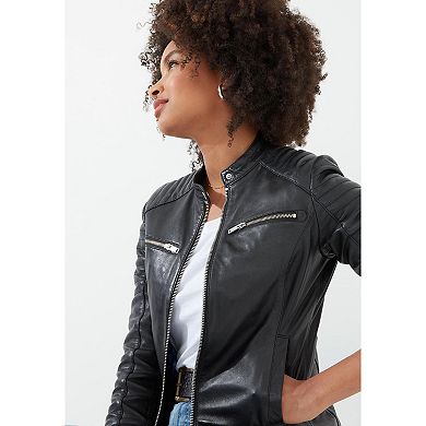 Joe Browns Women's Plus Size Leather Zip Biker Jacket