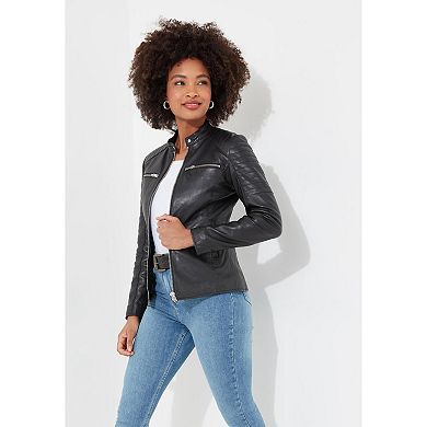 Joe Browns Women's Plus Size Leather Zip Biker Jacket