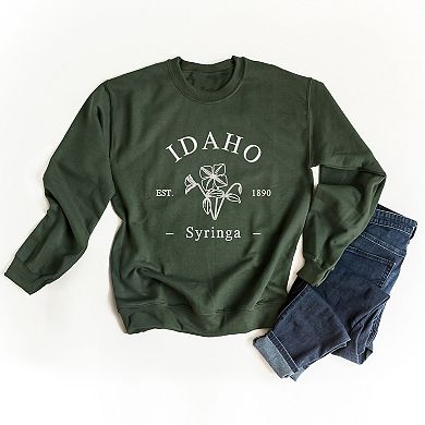 Embroidered Idaho Syringa Flower Sweatshirt