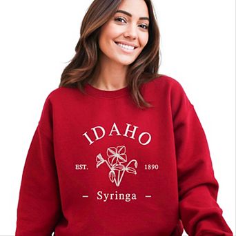 Embroidered Idaho Syringa Flower Sweatshirt
