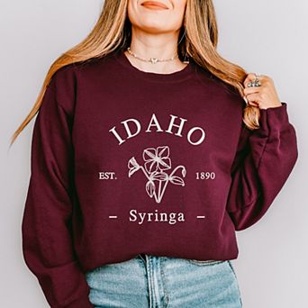 Embroidered Idaho Syringa Flower Sweatshirt