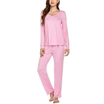Ekouaer Womens Pajama Sets 2 pc Lounge Set Fall Winter Pajamas Long Sleeve Pjs Top and Pants