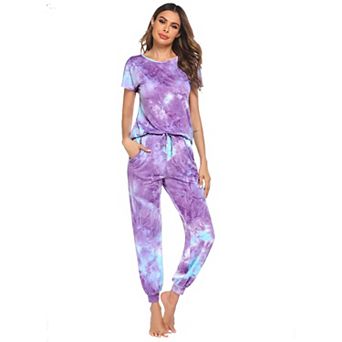 Ekouaer Womens Pajama Sets Short Sleeve Lounge Sets for Women Jogger Pajama Set 2 pc Pj Sets