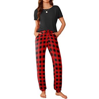 Ekouaer Womens Pajama Sets Short Sleeve Lounge Sets for Women Jogger Pajama Set 2 pc Pj Sets