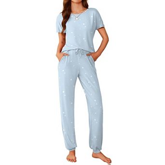 Ekouaer Womens Pajama Sets Short Sleeve Lounge Sets for Women Jogger Pajama Set 2 pc Pj Sets