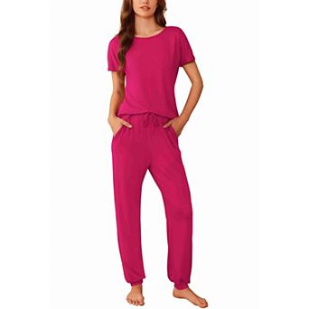 Ekouaer Womens Pajama Sets Short Sleeve Lounge Sets for Women Jogger Pajama Set 2 pc Pj Sets