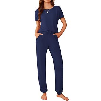 Ekouaer Womens Pajama Sets Short Sleeve Lounge Sets for Women Jogger Pajama Set 2 pc Pj Sets