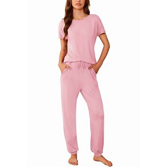 Ekouaer Womens Pajama Sets Short Sleeve Lounge Sets for Women Jogger Pajama Set 2 pc Pj Sets