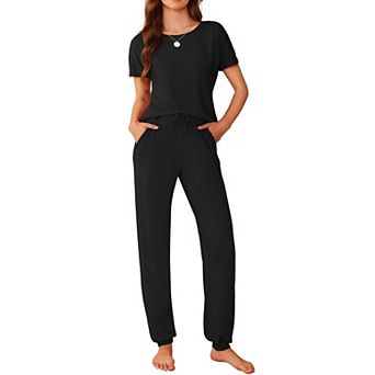 Ekouaer Womens Pajama Sets Short Sleeve Lounge Sets for Women Jogger Pajama Set 2 pc Pj Sets