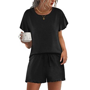 Ekouaer Women's Shorts Pajama Set Short Sleeve Pj Sets 2 pc Casual Pjs