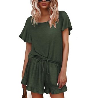 Ekouaer Women's Shorts Pajama Set Short Sleeve Pj Sets 2 pc Casual Pjs