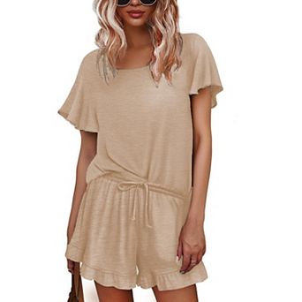 Ekouaer Women's Shorts Pajama Set Short Sleeve Pj Sets 2 pc Casual Pjs