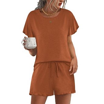 Ekouaer Women's Shorts Pajama Set Short Sleeve Pj Sets 2 pc Casual Pjs