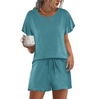 Ekouaer Women's Shorts Pajama Set Short Sleeve Pj Sets 2 pc Casual Pjs