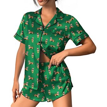 Ekouaer Womens Pajama Set Print Short Sleeve Sleepwear Button Down Pjs Shorts Set