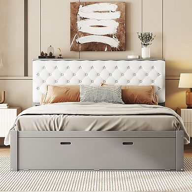 Merax Queen Size Wooden Platform Bed with Storage