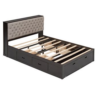 Merax Queen Size Wooden Platform Bed with Storage