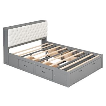 Merax Queen Size Wooden Platform Bed with Storage