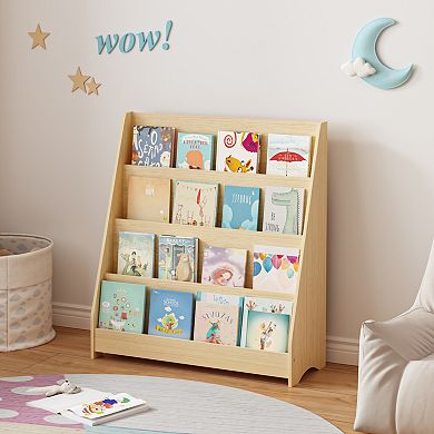Merax 4-Tier Kids Bookshelf, Toddler Book Display Shelves