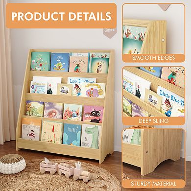 Merax 4-Tier Kids Bookshelf, Toddler Book Display Shelves