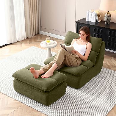 Merax Bean Bag Chair with Ottoman, Big Chaise Lounge Chairs for Adults