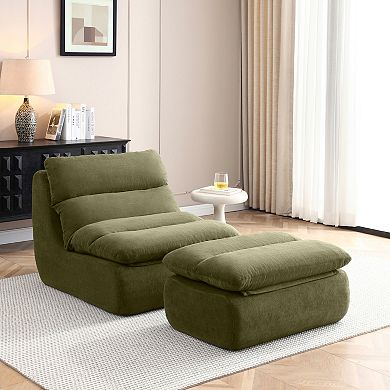 Merax Bean Bag Chair with Ottoman, Big Chaise Lounge Chairs for Adults