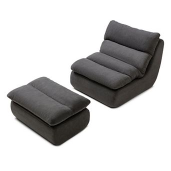 Merax Bean Bag Chair with Ottoman, Big Chaise Lounge Chairs for Adults
