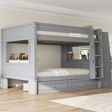 Merax Multifunctional Bunk Bed with Desk and Bookshelves