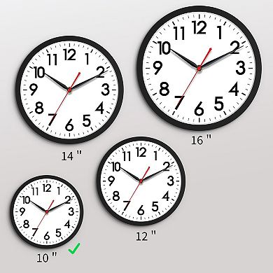 10 Inch Silent Wall Clock Non-Ticking Analog Modern Simple Design Big Numerals for Home Office