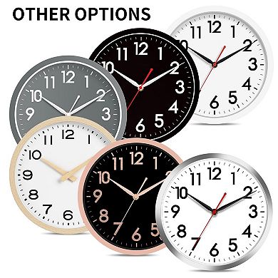 10 Inch Silent Wall Clock Non-Ticking Analog Modern Simple Design Big Numerals for Home Office