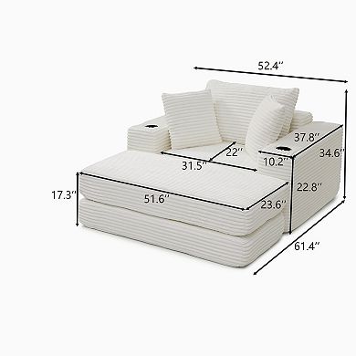 Merax Boneless Chaise Lounge Chair Indoor-Oversized Cloud-Like Cozy Comfy Modular