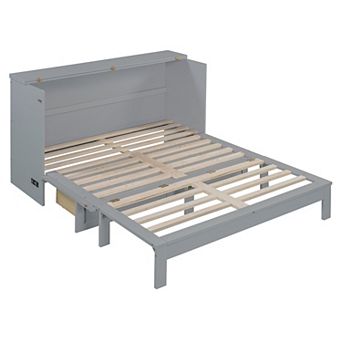 Merax Queen Size Murphy Bed with Large Drawers