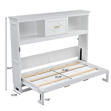 Merax Twin Size Murphy Bed with Charging Station and a Drawer