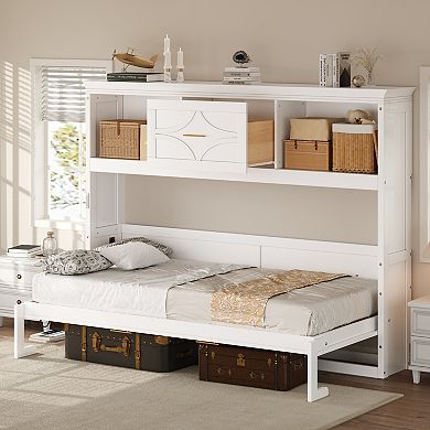 Merax Twin Size Murphy Bed with Charging Station and a Drawer