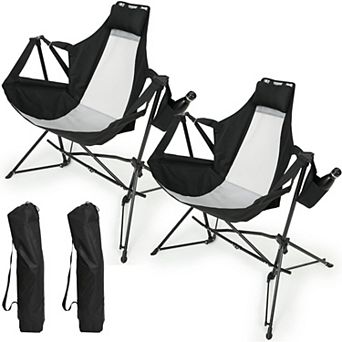 Merax Camping Chair Folding Portable Rocking Chair, Aluminum Alloy Adjustable Back Swinging Chair