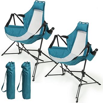 Merax Camping Chair Folding Portable Rocking Chair, Aluminum Alloy Adjustable Back Swinging Chair