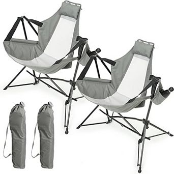 Merax Camping Chair Folding Portable Rocking Chair, Aluminum Alloy Adjustable Back Swinging Chair