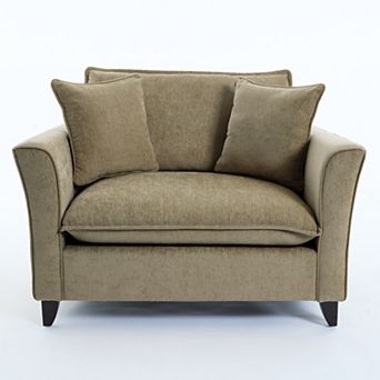 Merax 46.3" Oversized Armchair, Chenille Fabric, Comfy Chair and a Half Single Sofa with Pillow