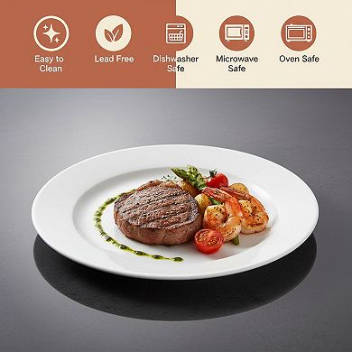 10 Inch Porcelain Dinner Plates Set Of 6 Microwave Oven Dishwasher Safe Scratch-resistant