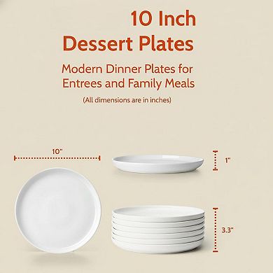 10 Inch Porcelain Dinner Plates Set Of 6 Microwave Oven Dishwasher Safe Scratch-resistant